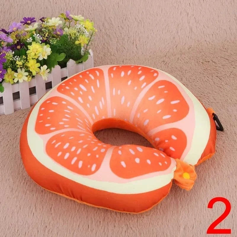 Travel Portable Fruit U Shaped Pillow Cushion Nanoparticles Neck Pillows Office Cervical Pillow Fruit Pattern Travel Pillows