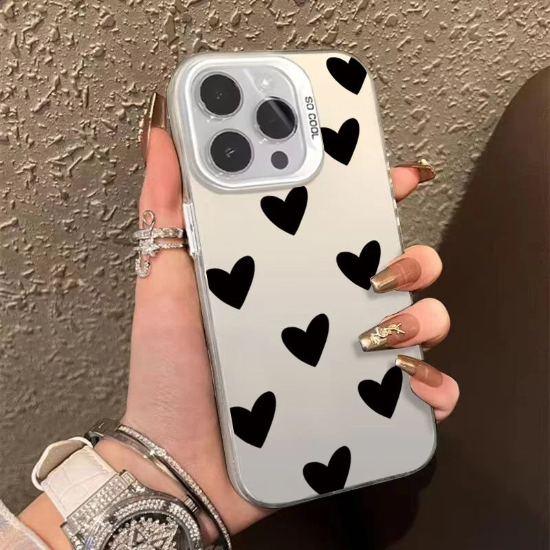 Leopard Love Balloon Pattern Silver Phone Case for iPhone 17 16 Case iPhone 14 15 Pro Max 16E Air Cover