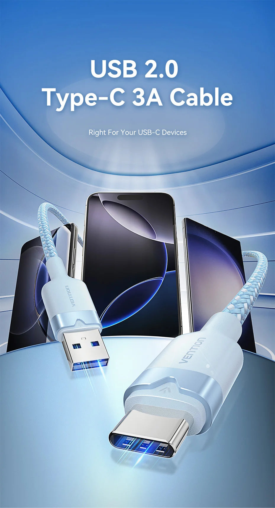 USB C Cable Quick Charge 3.0 USB Cable Fast Charging Cable Type C for Huawei Xiaomi 13 USB-C Charger Wire Data Cable