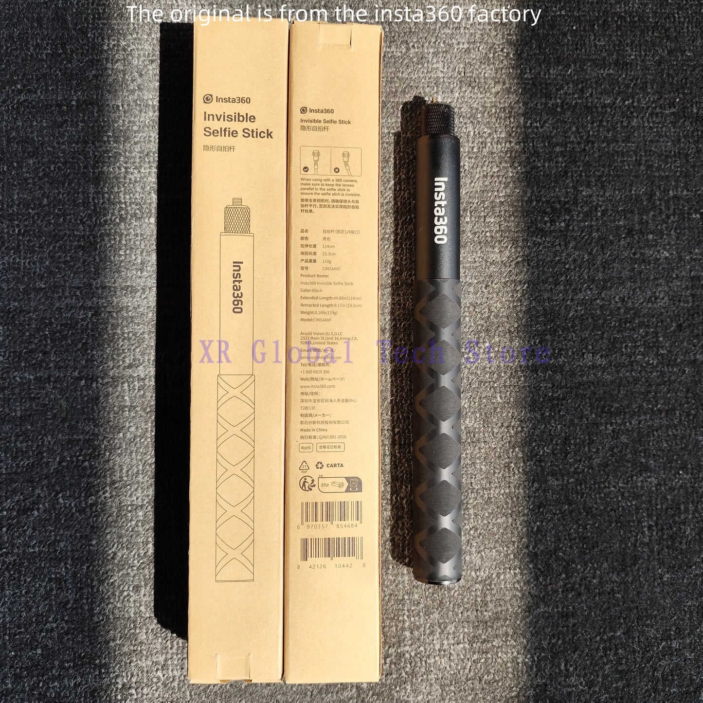 114cm Invisible Selfie Stick for Insta360 X5 X4 X3 GO 3S Ace Pro ONE RS