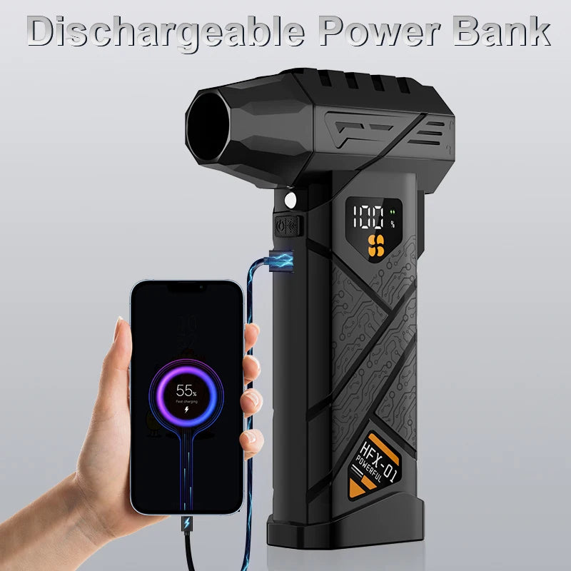 580000 RPM powerful turbo blower cordless dust collector high-speed brushless motor 380g blowing force with power bank function