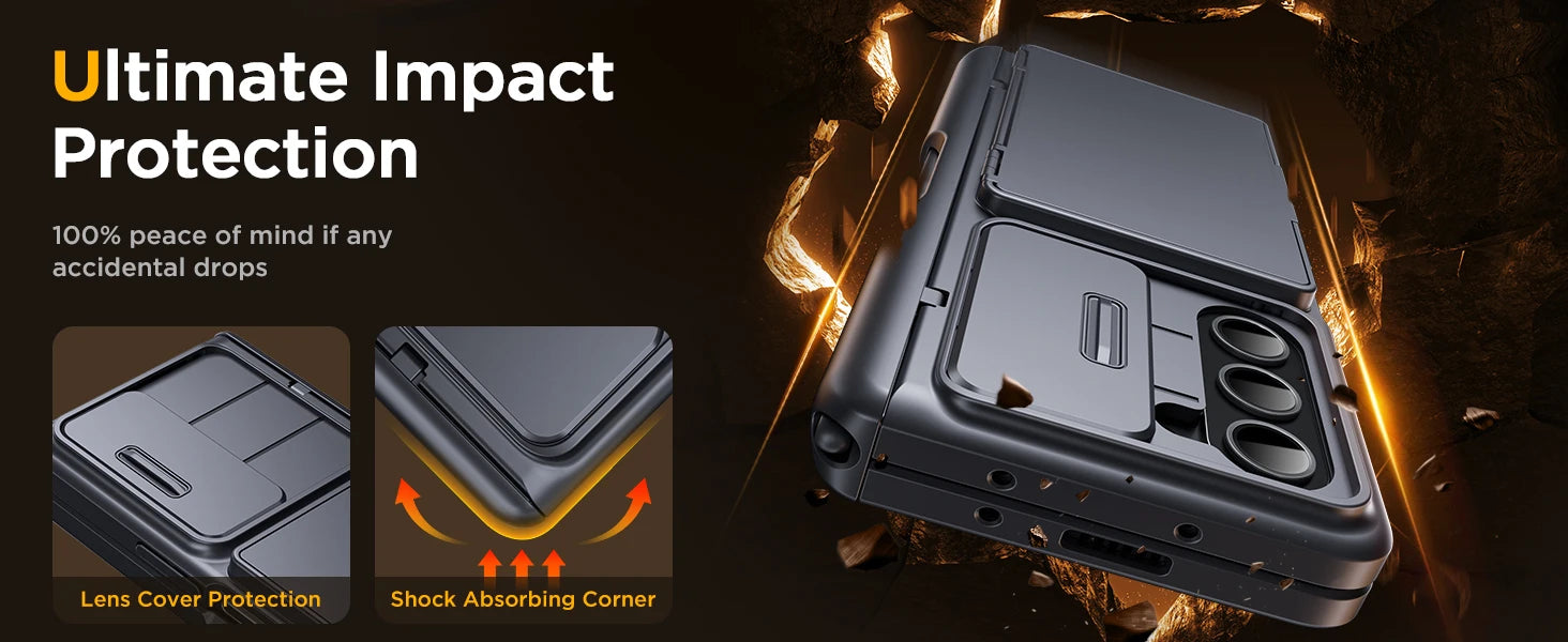 For Samsung Galaxy Z Fold 6 Case with Card Holder and Bulit in S Pen Holder Rugged Hinge Protection Wallet Kickstand Phone Case