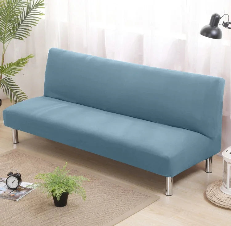 Armless Sofa Covers Elastic Solid Color Sofa Bed Cover Folding Seat Slipcover Dust-proof Stretch Couch Protector for Living Room