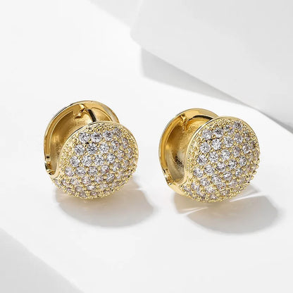 Gold Color Shell Shape CZ Stud Earrings for Women French Micro-inlaid Zircon Earring