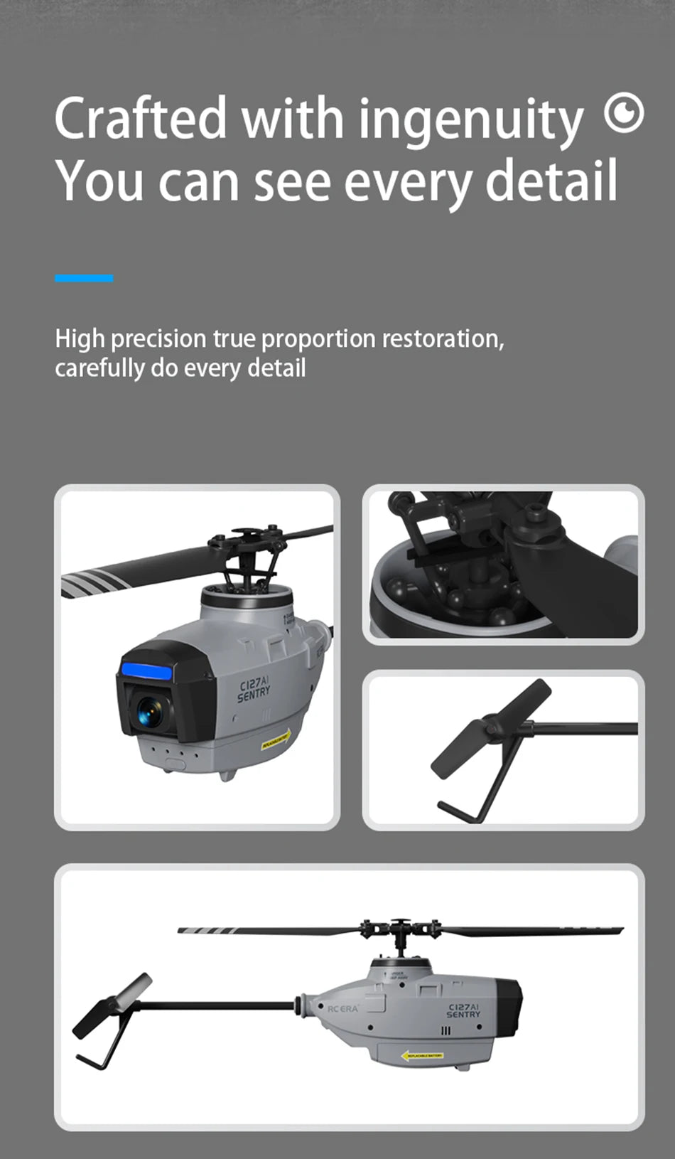 RC ERA C127AI C127 C128 2.4G 6-Axis Gyro Stabilized Flybarless Professional RC Helicopter 4ch Remote Control Aicraft for Adult