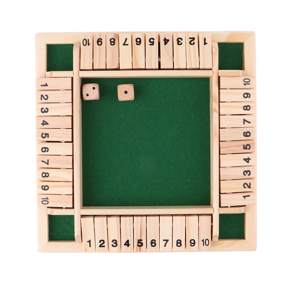 Wooden Four Player Shut the Box Dice Board Game