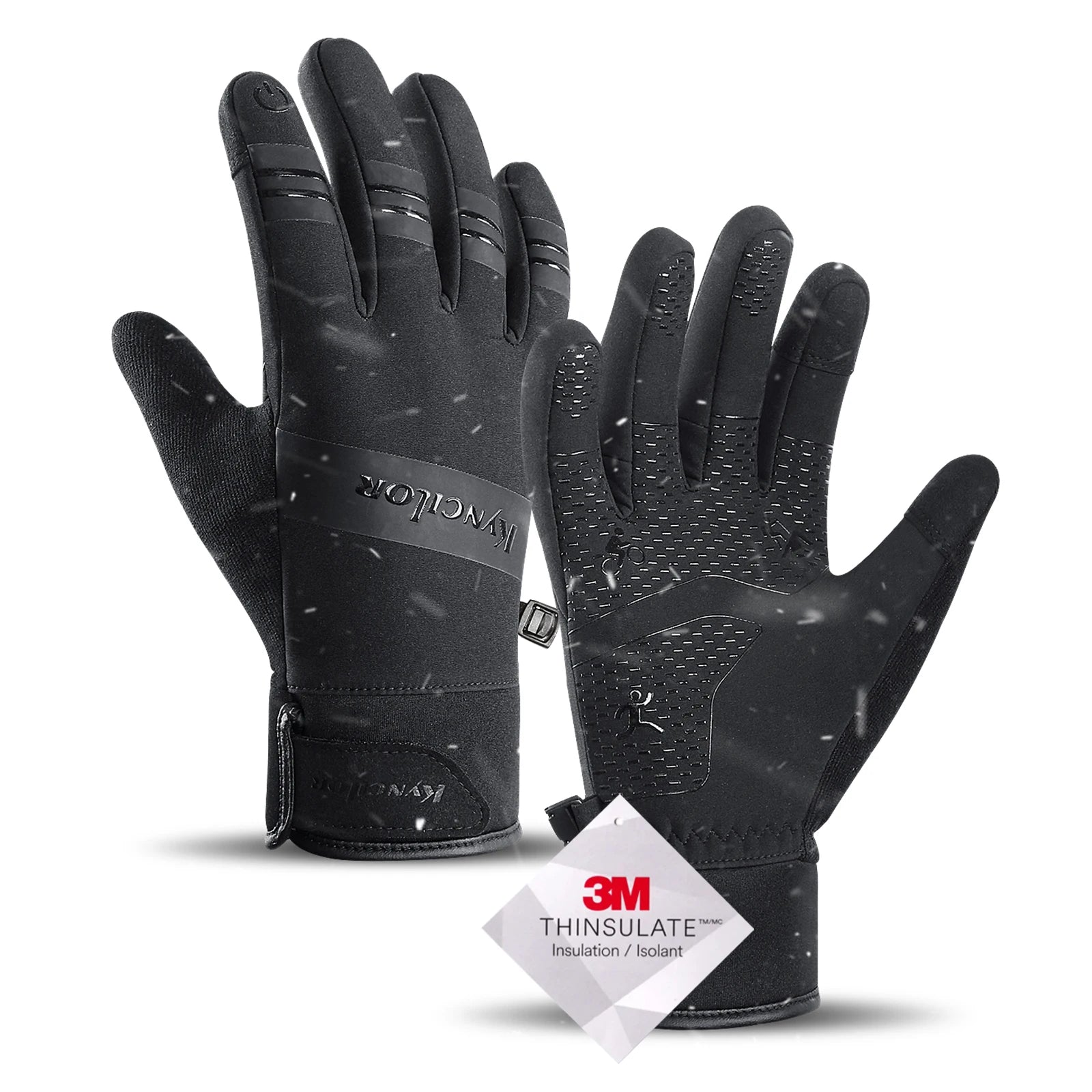 3M Winter Cycling Skiing Waterproof Gloves Black Warm Touchscreen Motorcycle Gloves Men Outdoor Scooter Riding Bike Gloves