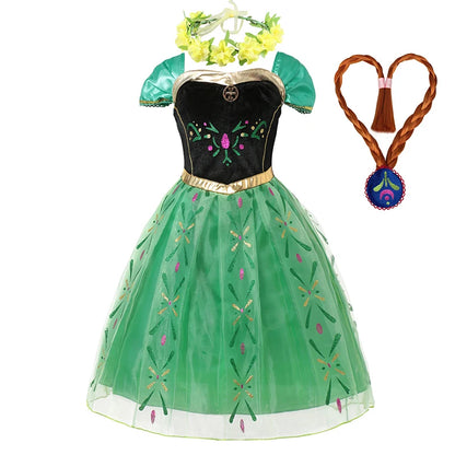 Disney Frozen Anna Dress Children Christmas New Year Princess Dress Girl Fancy Birthday Carnival Party Gown Children Clothes