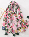 Floral Brand Scarf Luxury Designers New Style Women Elegant Scarves Hug Shawls Pink Purple Scarf Bandana Fashion Design Shawls