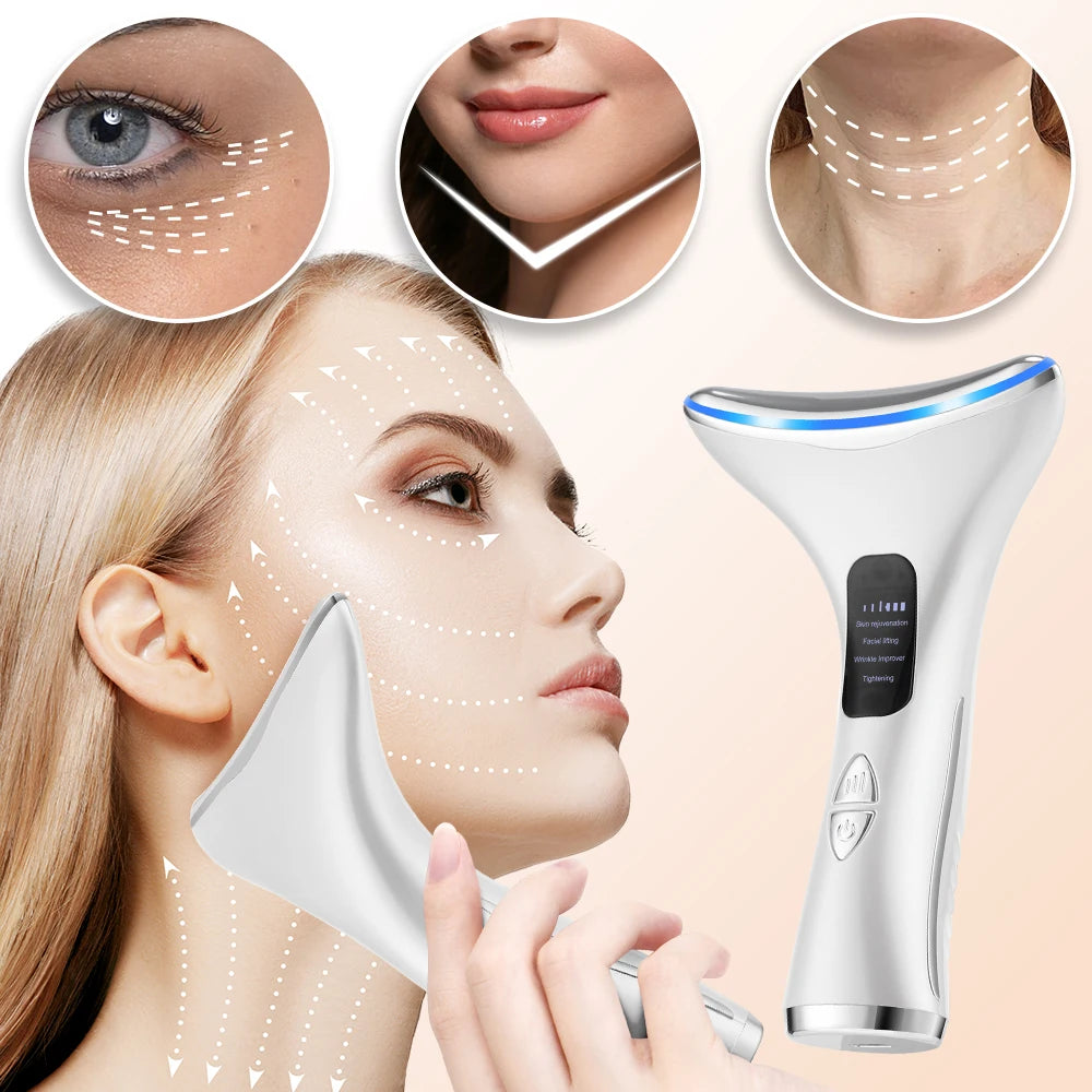 Neck Massager Lifting Face Neck Beauty Device Neck Care Device 3 Color Light 45℃ Constant Temperature Hot Compress