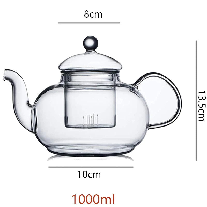 400-1000ml Clear Teapot With Removable Infuser Glass Teapot Stovetop Safe Loose Leaf And Blooming Tea Maker