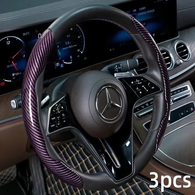 Carbon Fiber Silicone Car Steering Wheel Cover Anti Slip