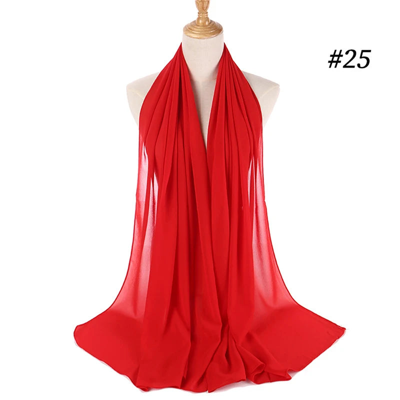 Muslim Chiffon Hijab Women Bubble Chiffon Scarf For Women Ladies Veil Muslim Islam Solid Color Malaysia Wrap Scarves