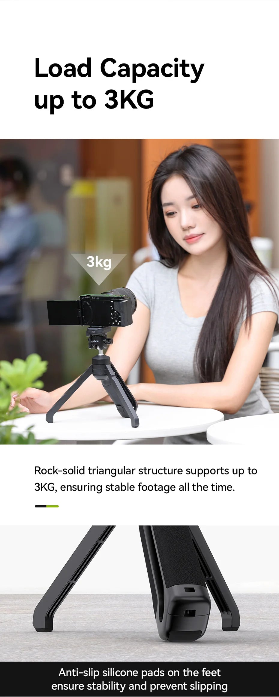 One-click Quick Release Tripod Uka Tripod Top Handle Grip for Camera Netting bracket with a Hidden Hook 180° Tilt