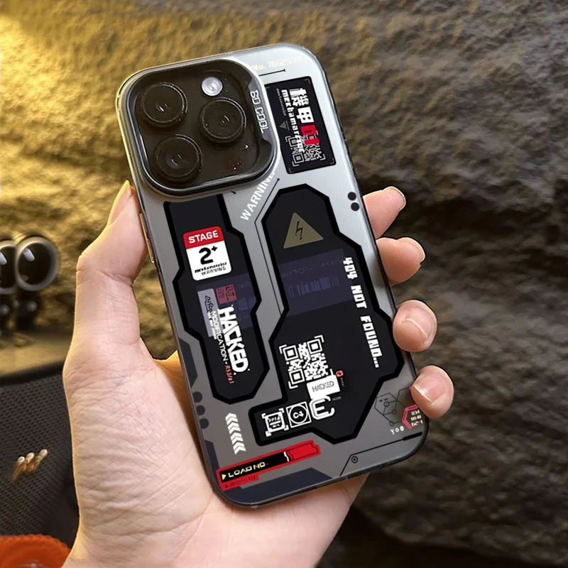 Phone Case For iPhone 16 15 14 17 Air Pro Max Shockproof Mecha-Style Graffiti Shockproof Cover