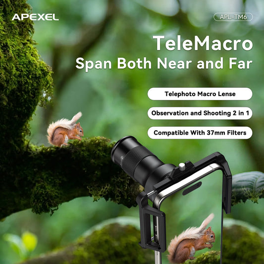6X Telephoto Macro Smartphone Lens with Universal Phone Mount