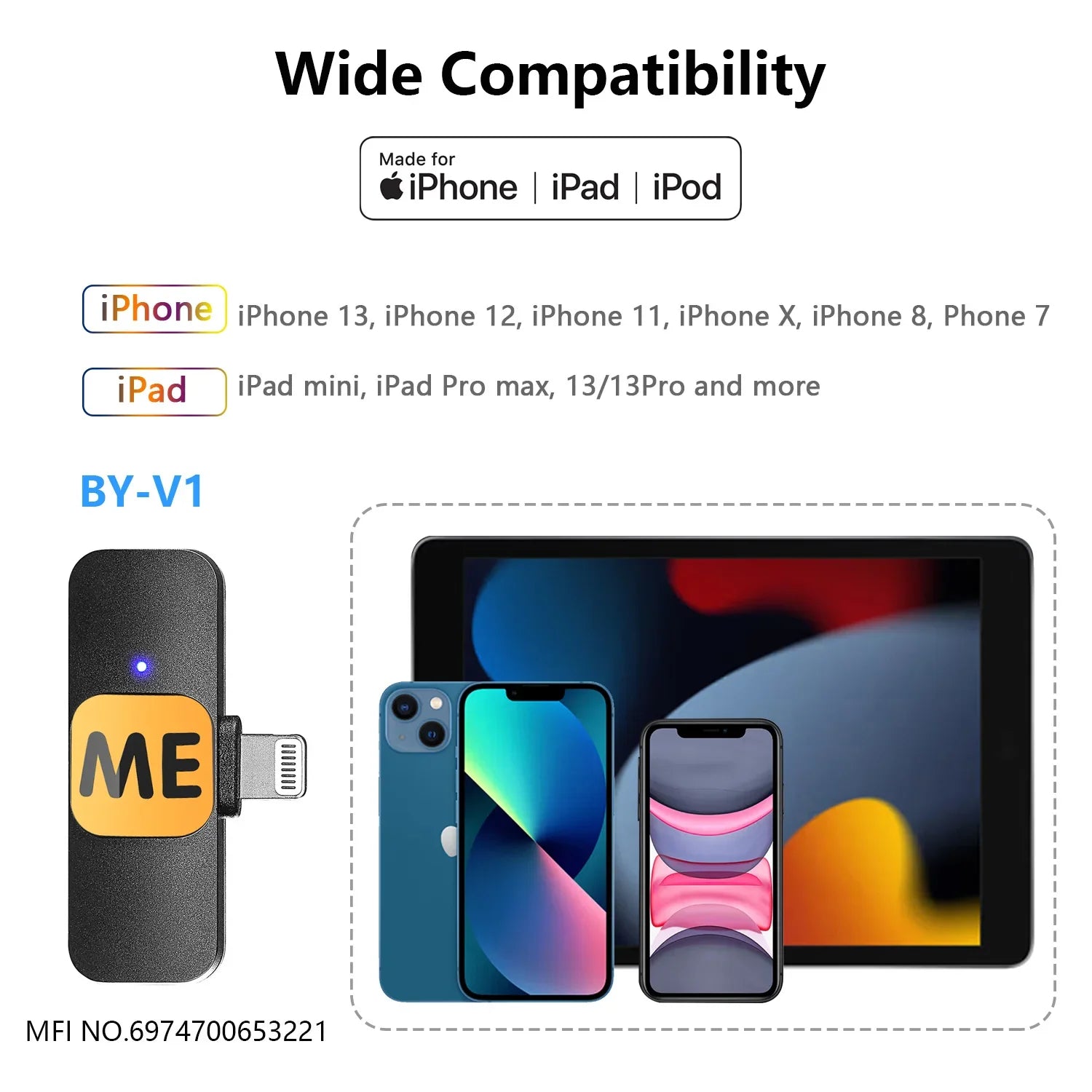 MIC-S Wireless Lavalier Lapel Microphone for iPhone iPad Android PC Laptop Computer Gaming Live Streaming Youtube Recording