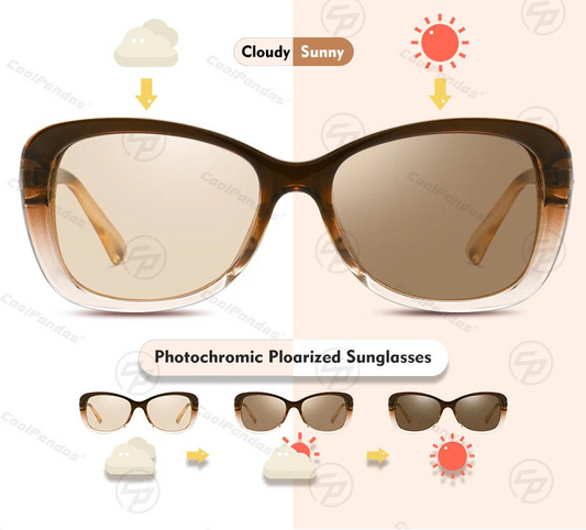 Diamond Frame Photochromic Polarized UV400 Fashion Sunglasses for Women Travel Glasses
