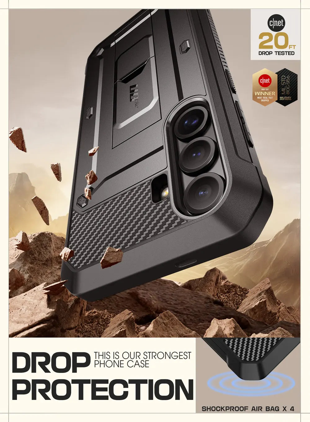 For Samsung Galaxy S25 Case UB Pro Heavy Duty Rugged Phone Case with 2 Front Frame Built-in Screen Protector & Kickstand