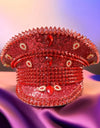 Red Rhinestone Luxury Festival Captain Hat Wedding Military Captain Hats Steampunk Caps Punk Rivets Sergeant Hat Masquerade