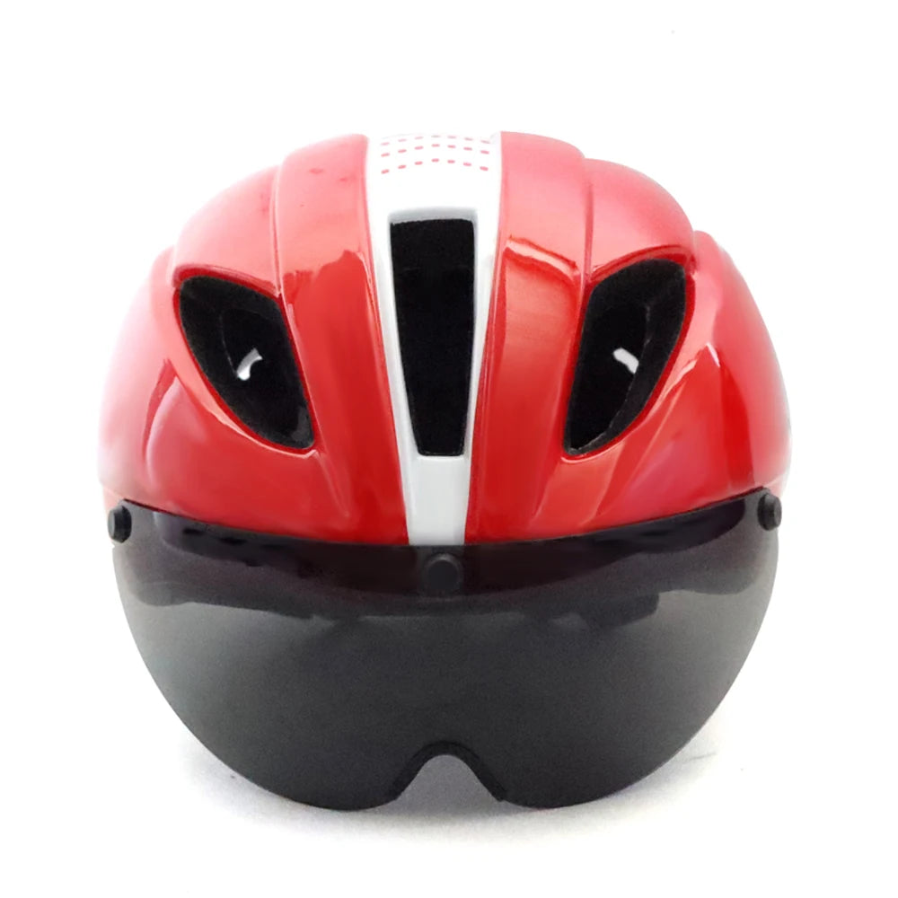 Aero Time Trial Cycling Helmet With Magnetic Lens