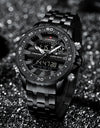 Men's Watch Quartz Analog LCD Digital Wristwatch Male Stainless Steel Strap Water Resistant Date Clock