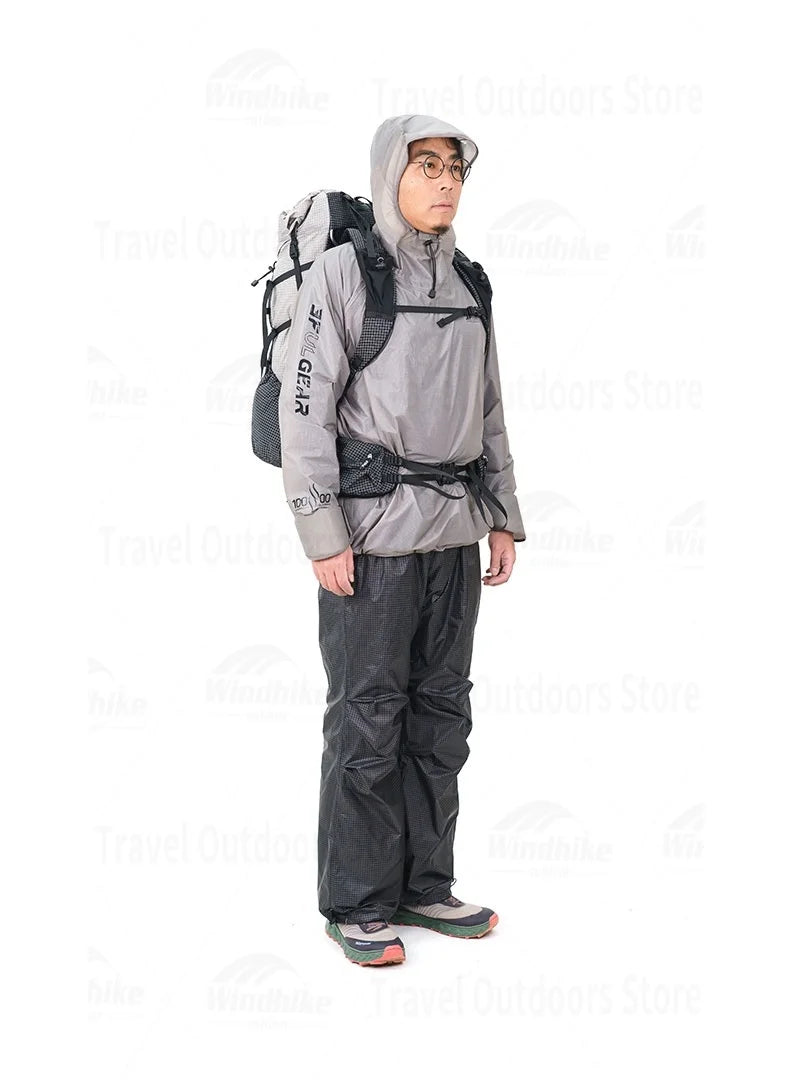 Lightweight Waterproof Hiking Rain Jacket and Pants Set with Hood