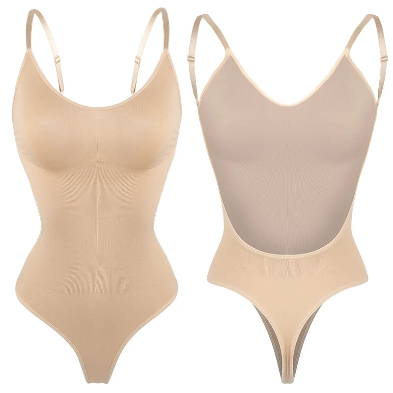 Women Backless Thong Bodysuit Shapewear – Tummy Control Slimming Corset