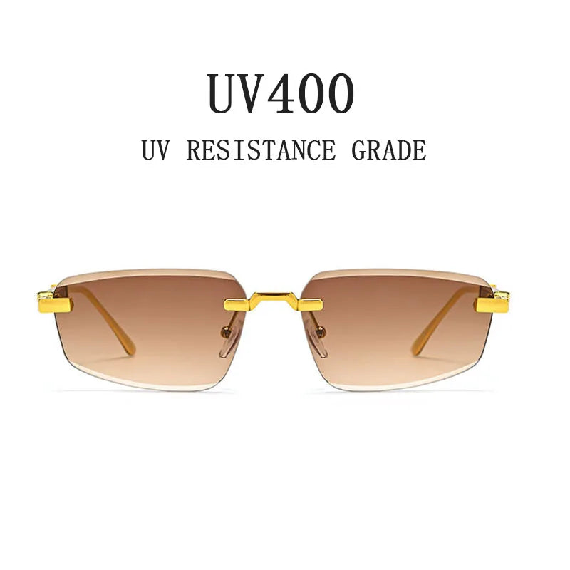 Rimless Wooden Sunglasses With UV400 Protection