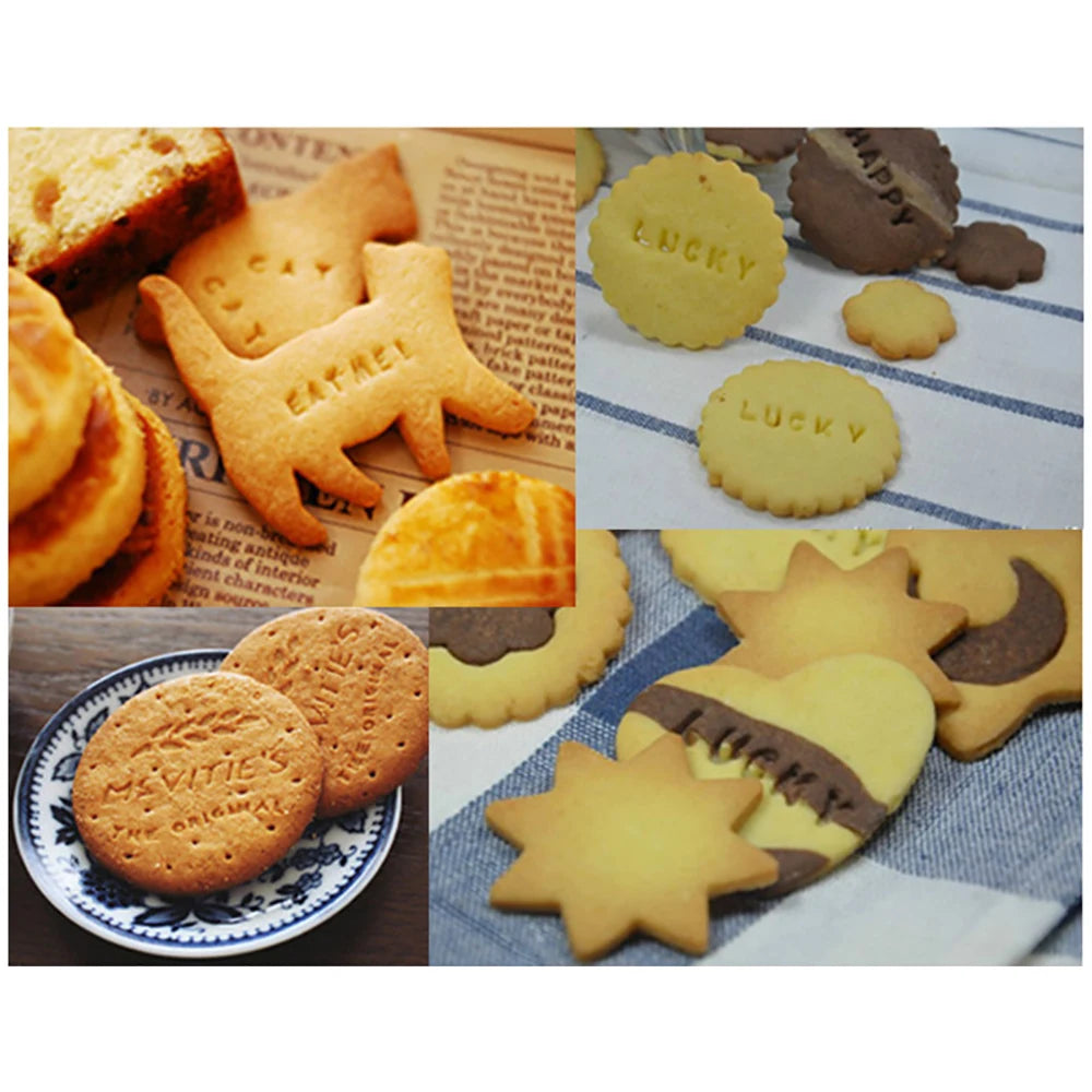 Letter and Number Cookie Mould English Alphanumeric Seal Cookies Mold Name Printing Stamps Reusable Symbol Baking Tools
