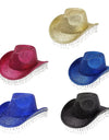 Cowboy Hat for Women Rhinestone Cowgirl Hat Costume Hat Shiny Wide Brim Hat