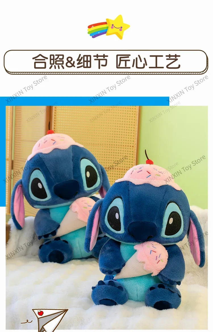 70cm Disney Ice Cream Lilo&Stitch Plush Toys Kawaii Big Size Stitch Stuffed Dolls Soft Pillow Cartoon Anime Kids Birthday Gifts