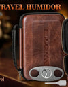 Leather Travel Cigar Humidor with 4 Cigar Tube and Cigar Cutter,Cigar Accessories Gift Set for Men,Lighter not included