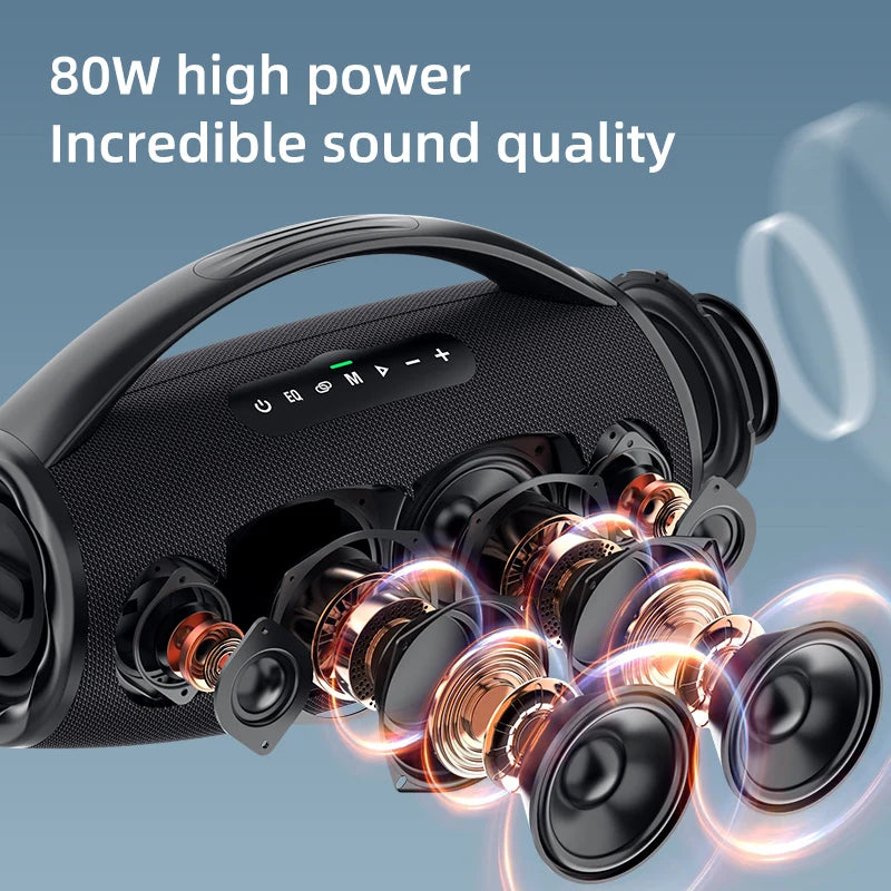 80W Bluetooth Speaker Powerful Wireless Speaker with Portable Handle, for Party, Camping,RGB Colorful Light