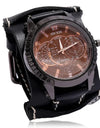 Men Watches Luxury Big Dial Quartz Lovers Watch Wide Genuine Leather Punk Bracelet Sport Wristwatch