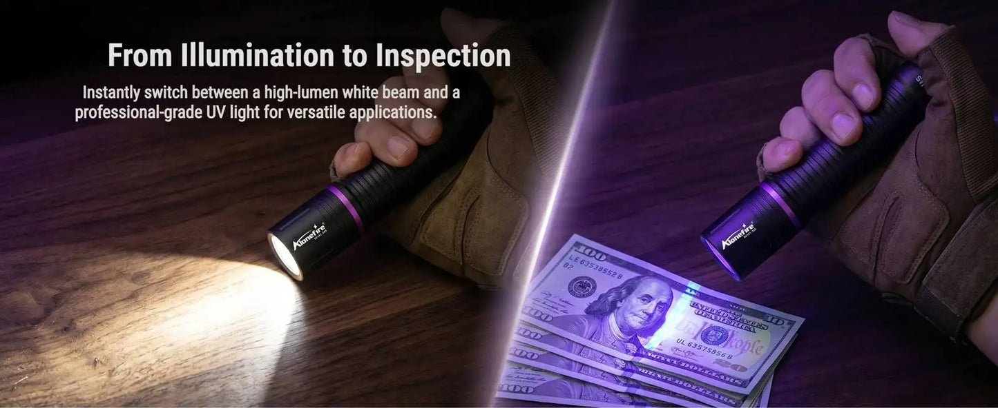 2 In 1 UV White Light Rechargeable Flashlight