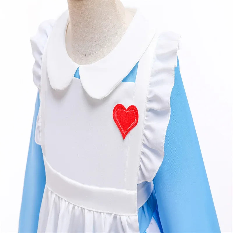 New Christmas Girls Lolita Dress Children Long Sleeve Two-piece Alice Princess Costume Cosplay Maid Clothing for Halloween