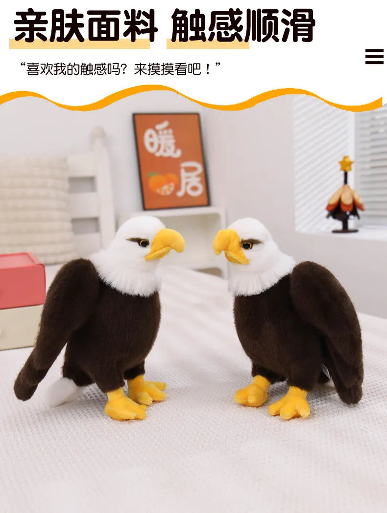 White Headed Eagle Plush Stuffed Animal Realistic Bird Model