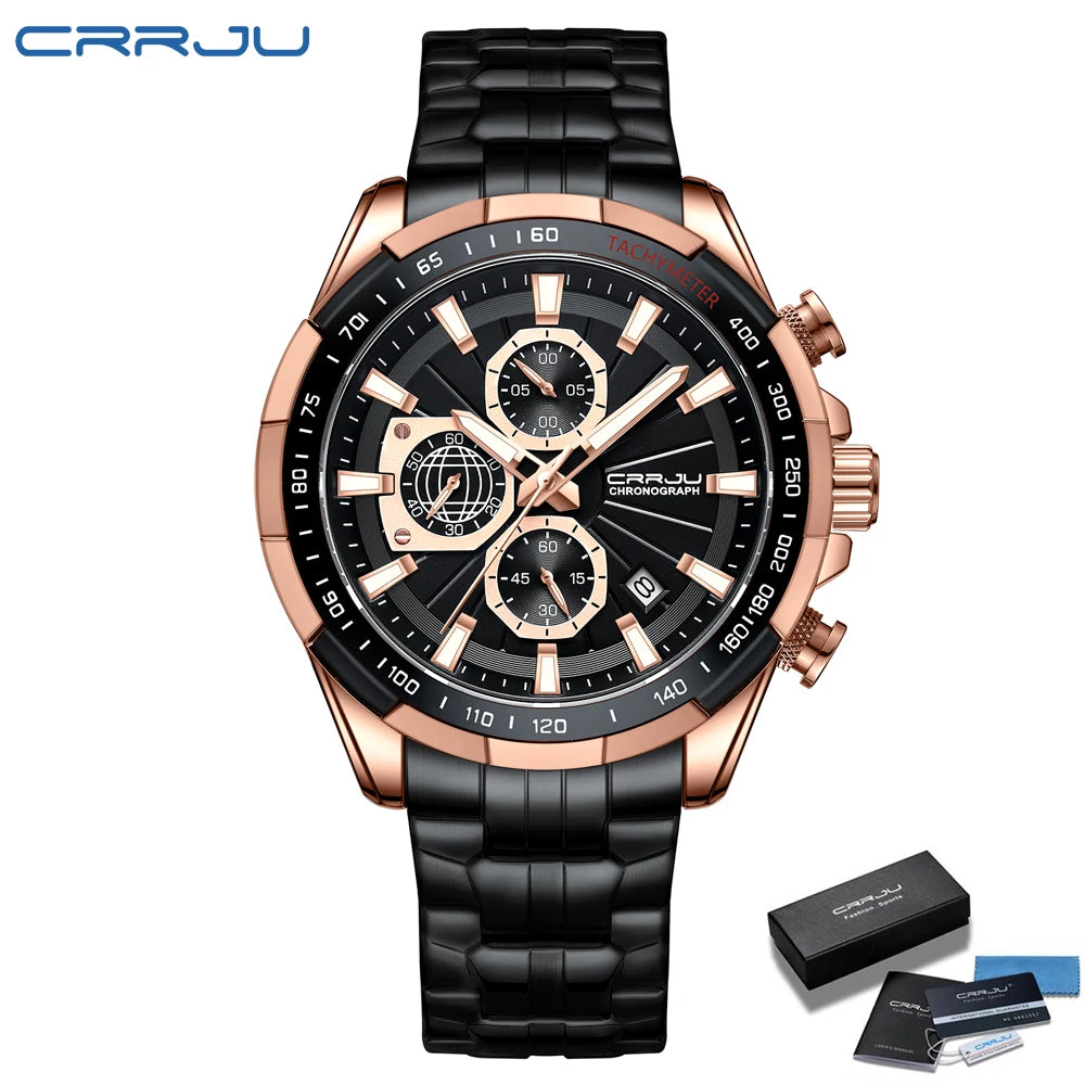 Men's Watches Fashion Business Multifunction Quartz Chronograph with Auto Date and Luminous Hands Relogio Masculino