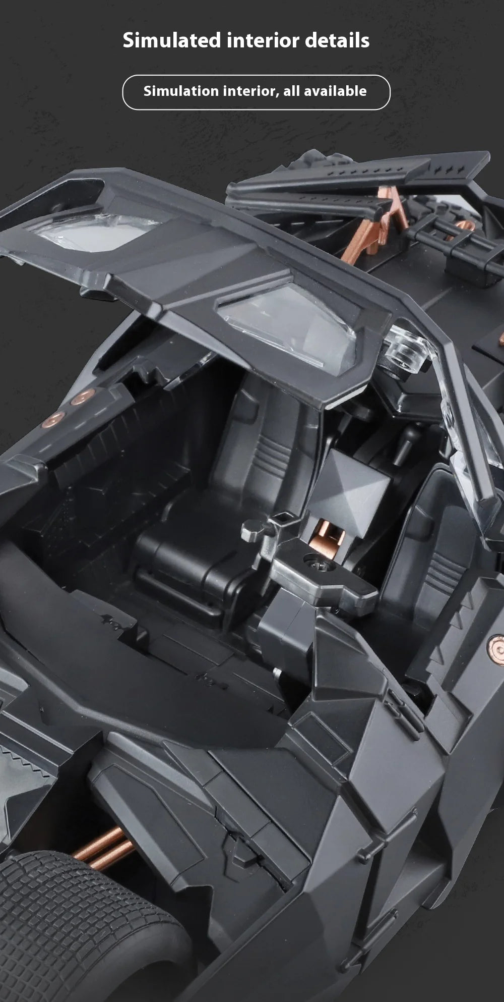 1:18 Batmobile Tumbler Alloy Diecast Model Sound Light Car Spray Function Toy Display Ornament Toys For Gift For