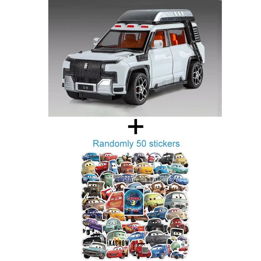 1:24 BYD Looks Up At U8 Toys Car Diecast Alloy Models Sound Light Doors Opened Front Wheel Steering Vehices s Festival Gifts