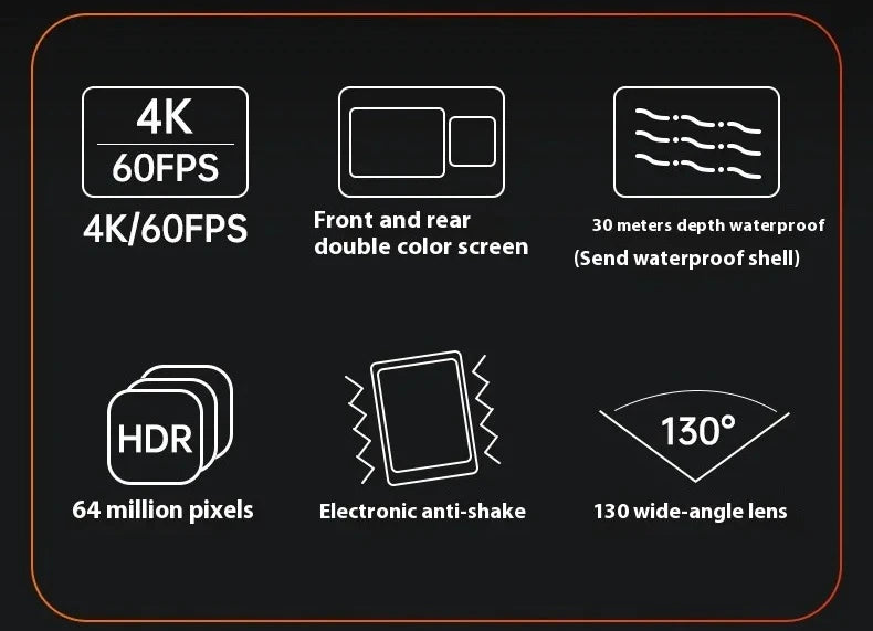 5K Magnetic Action Camera with Dual Touch Screen 4K60FPS 6-Axis EIS Waterproof Sports Camera for Cycling Vlog