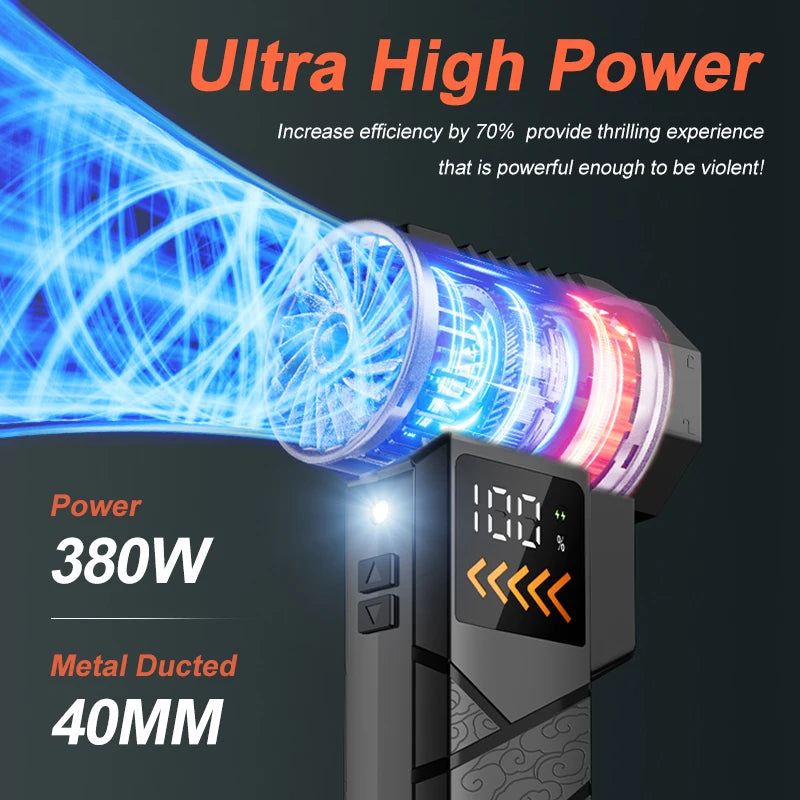 Super Powerful 2800000RPM Electric Jet Blower Cordless Compressed Air Vacuum Cleaner Car Emergency Power Supply