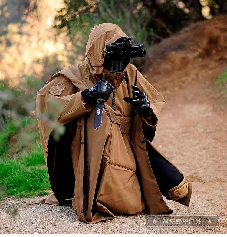 Tactical Waterproof Rain Poncho for Camping Hiking Cycling and Fishing
