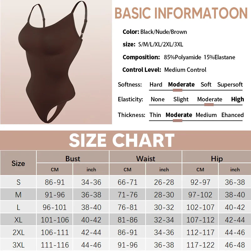 Seamless Thong Bodysuit Shapewear for Women – Tummy Control & Backless Design