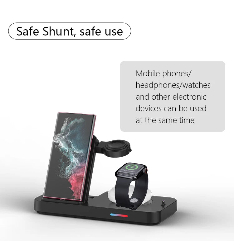 3 in 1Wireless Charger Stand Fast Charging Dock Station Type C For Watch Huawei iPhone 15 14 13 12 Pro Max Earbuds