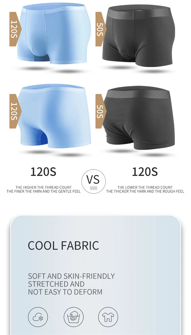 3-Pack Men’s Ice Silk Ultra-Thin Seamless Boxers – Breathable & Comfortable