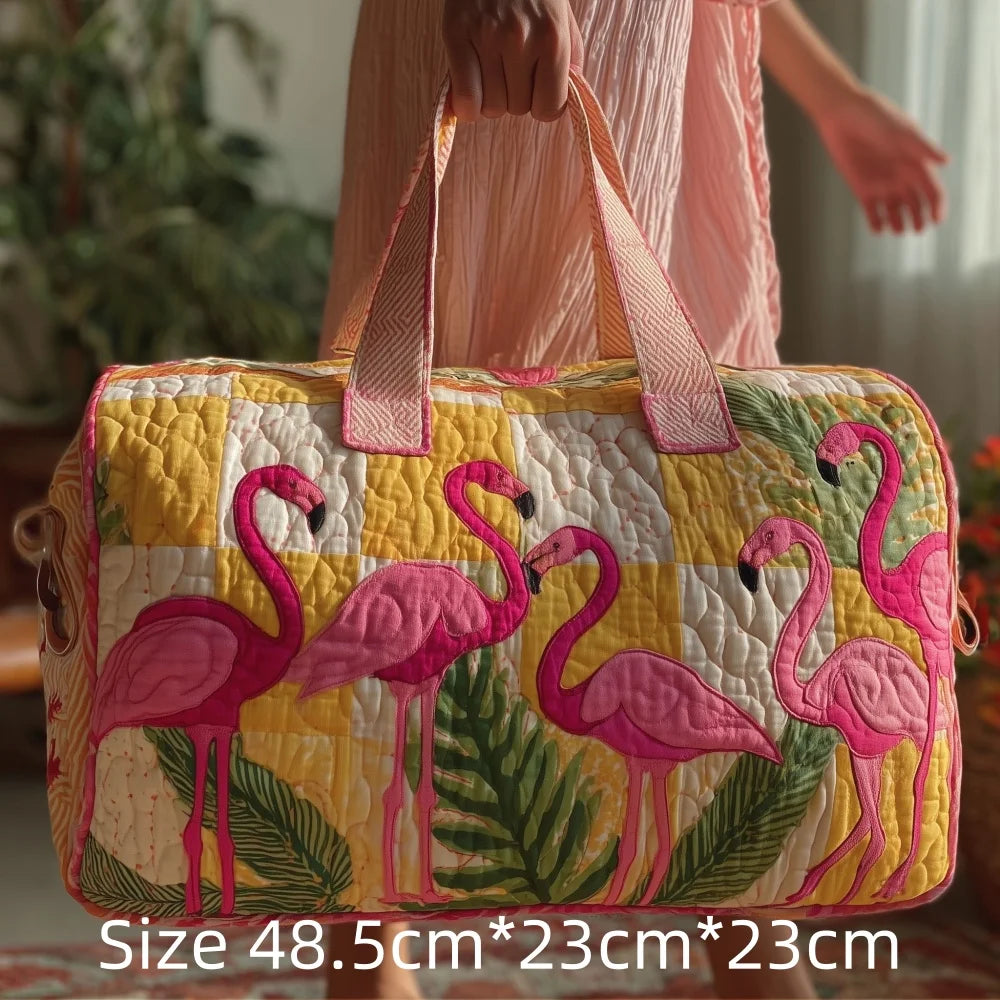 Hot Sale 3D Quilted Flamingo Bag Women Weekender Bag Tropical Palm Leaves Travel Tote Overnight Beach Vacation Carry On Bags