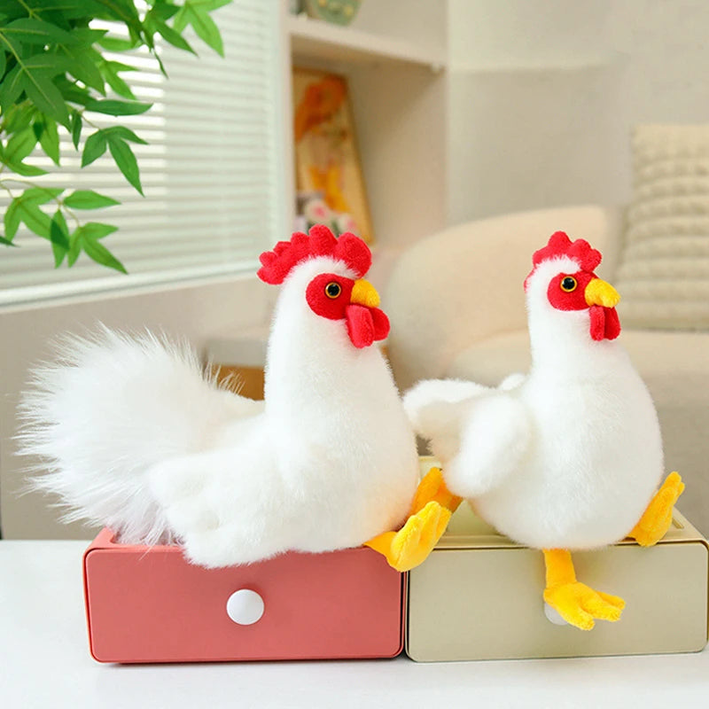 White Rooster Chicken Plush Stuffed Animal Soft Bird Decor