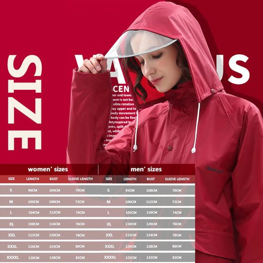 Heavy Duty Waterproof Hooded Rain Poncho for Adults